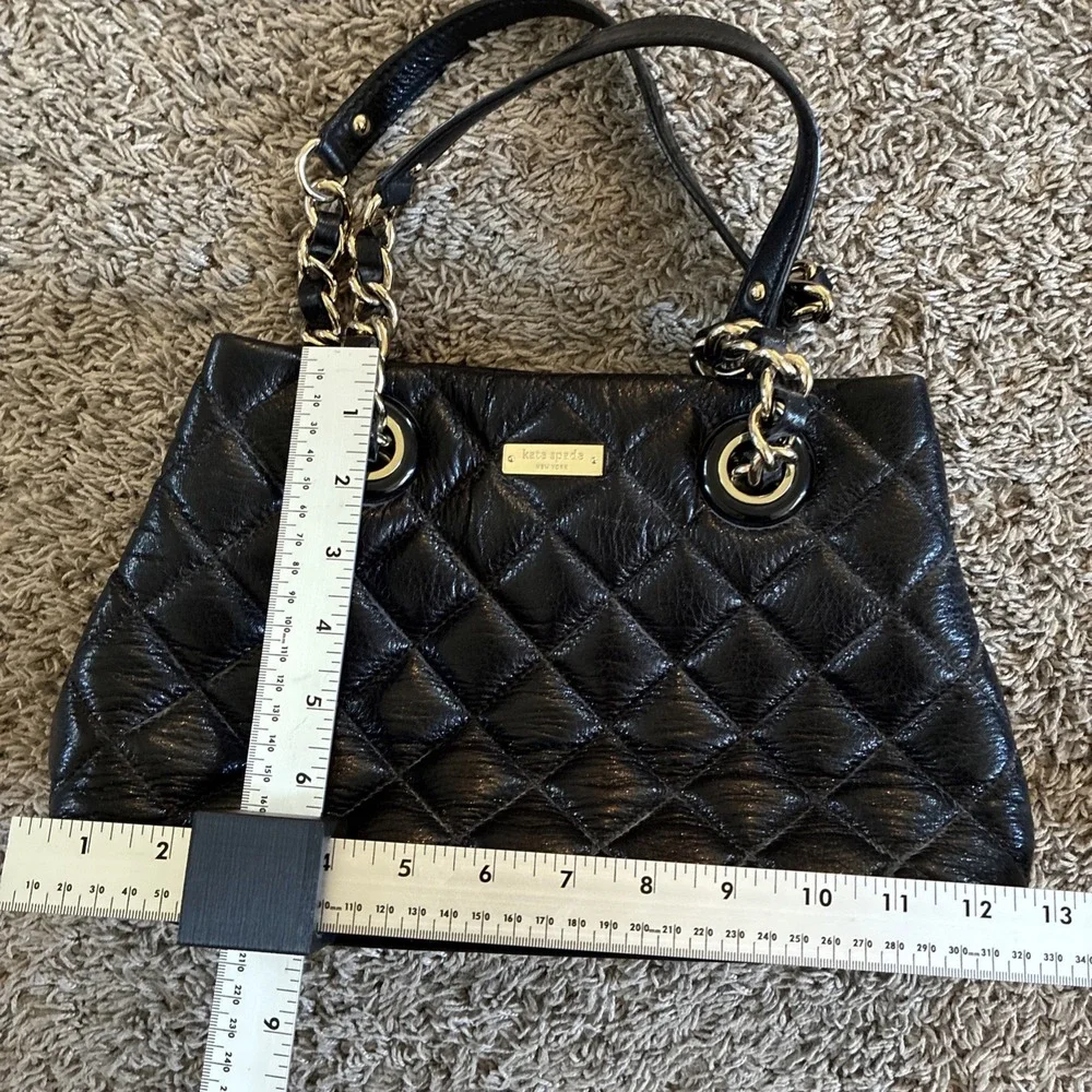 KATE SPADE NEW YORK GOLD COAST MARYANNE BLACK QUILTED LEATHER HANDBAG TOTE PURSE